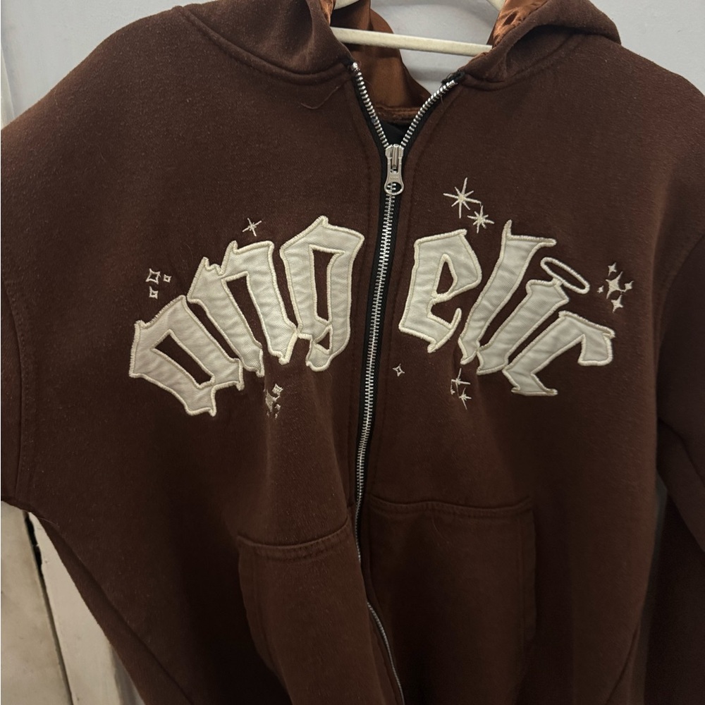 Angelica Brown Zip Up Sweater